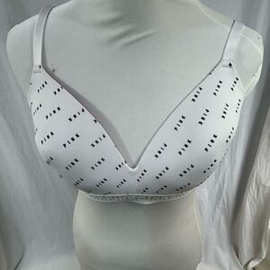 PINK Victoria's Secret White Logo Print Bra